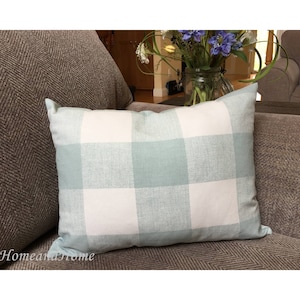 Zipper Closure Black White Buffalo Check Buffalo Plaid Check Pillow Covers Euro Shams Throw Pillow lumbar 24x24 Ecru French Gray Snowy Blue