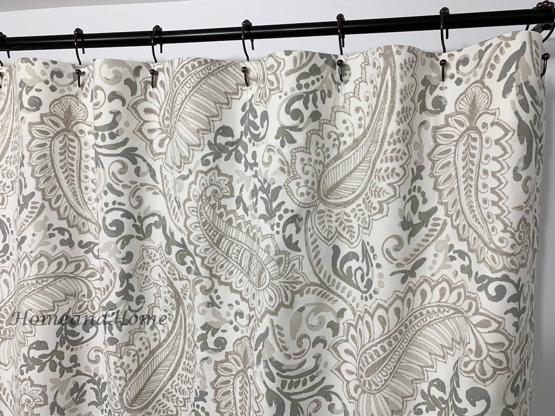 Paisley shower curtain Ecru Taupe Off White 72 x 84 108 Custom Etsy