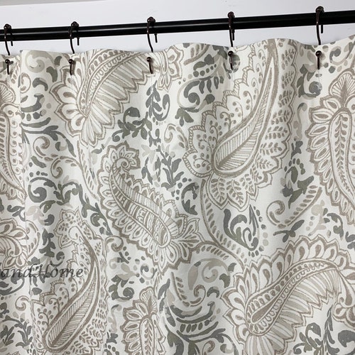 Paisley Shower Curtain Ecru Taupe Off White 72 X 84 108 Custom Paisley Shower Curtain Ecru Taupe Off, 108 Shower Curtain Fabric By The Yard