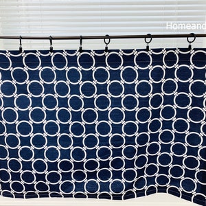 Navy blue Valance blue white Curtain Valance Tier Curtains Bathroom Curtains Kitchen window valance Farmhouse curtain Beach house valance