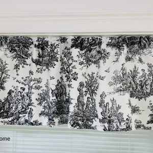 Toile Cafe Curtains. Toile Valance. Toile Cafe curtains. Black white Pine Green toile Tier Curtains Kitchen Curtain Bathroom Curtain