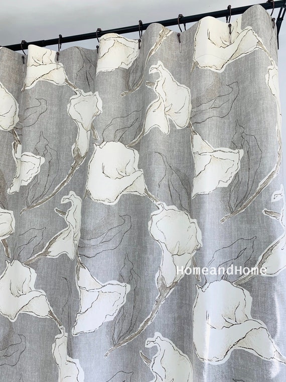 Gray Shower Curtain Calla Fabric Gray Shower Curtain Calla, 108 Shower Curtain Fabric