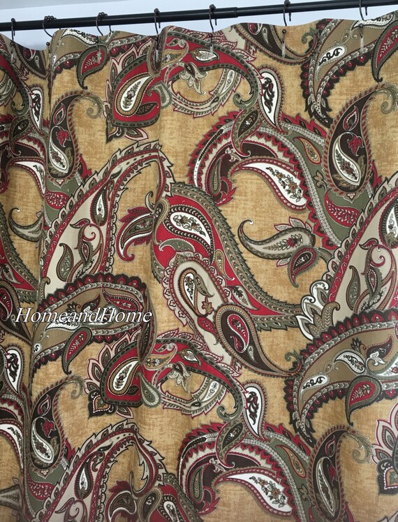 Shower Curtain Asbury Fawn Large Paisley Shower Curtain Red Etsy