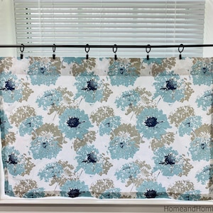 Cafe Curtains. Valance Monroe snowy blue Spa blue Curtain Valance Topper Window Valance Window treatment Kitchen valance Designer Valance