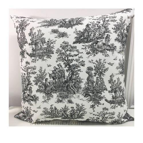 Zipper Pillow Cover Colonial Toile Black White Accent Pillow Etsy