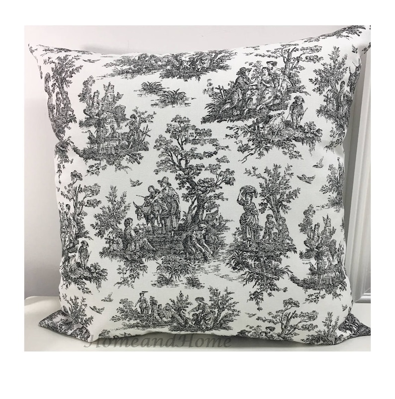 Toile Pillow Cover. Zipper Closure Pillow Covers. Toile Black Etsy