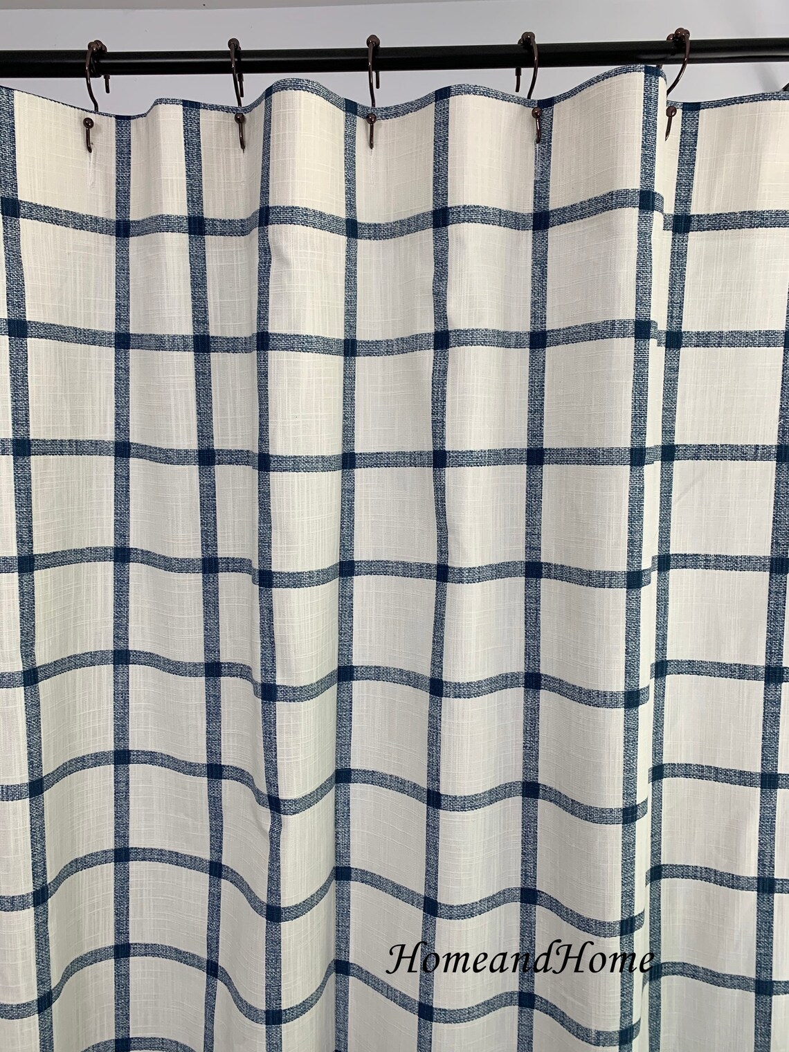 Farmhouse Shower Curtain Italian Denim Blue Slub Canvas Linen Etsy