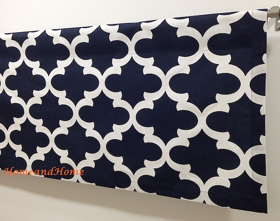 Navy Blue Valance Cafe Curtains Valance Topper Window Curtain Etsy