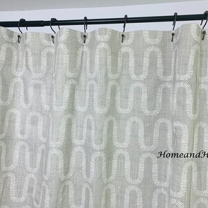 Gray Shower curtain. French Grey white Slub Canvas Linen Look long shower curtain Extra wide shower curtain Custom shower curtain