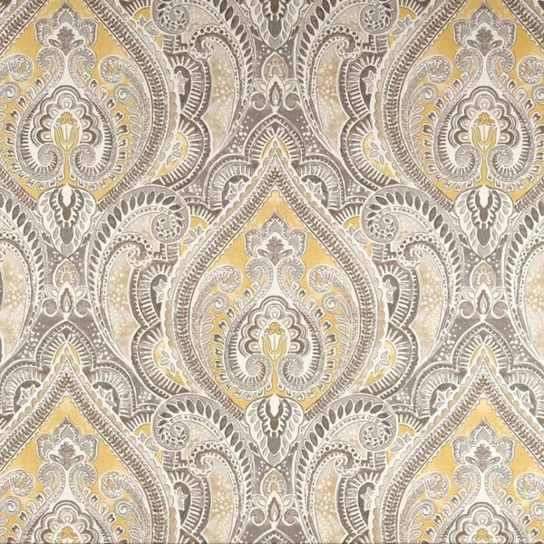 Yellow Gray Damask Etsy