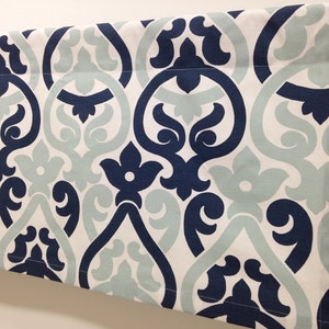 Valance Topper Window Valance  Alex Premier Navy White Curtain Valance Topper designer Window treatment kitchen valance