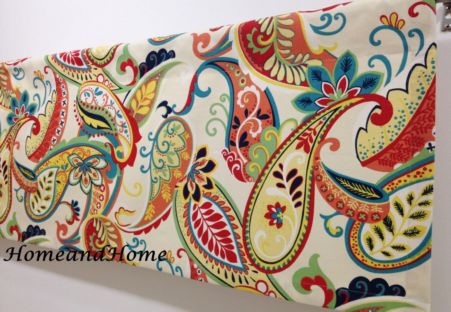Valance 50 X 16 Covington Whimsy Paisley Multi Navy Yellow Red Etsy