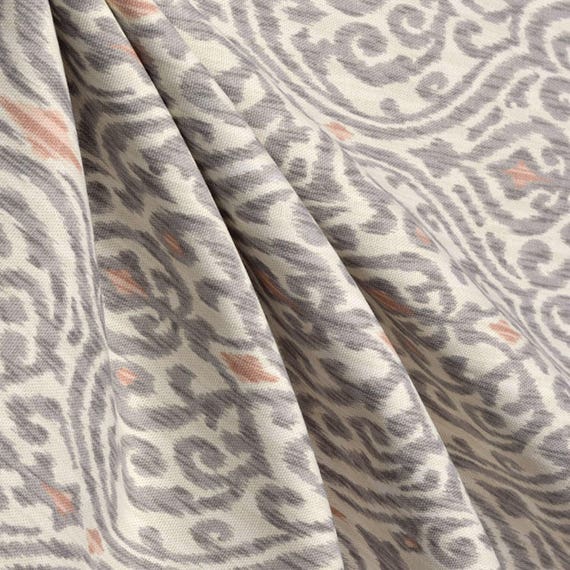 Ikat shower curtain. cream shades of blush gray Extra long Etsy