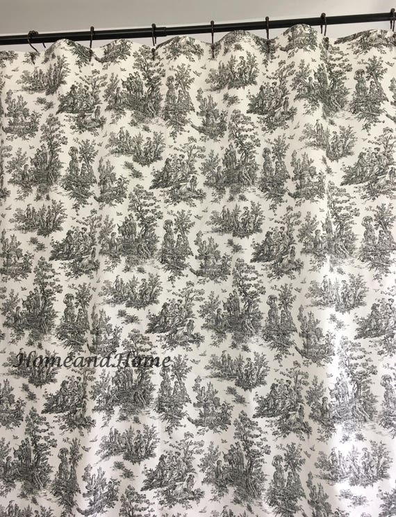 Toile Shower Curtain Fabric Shower Curtain Custom Shower Etsy