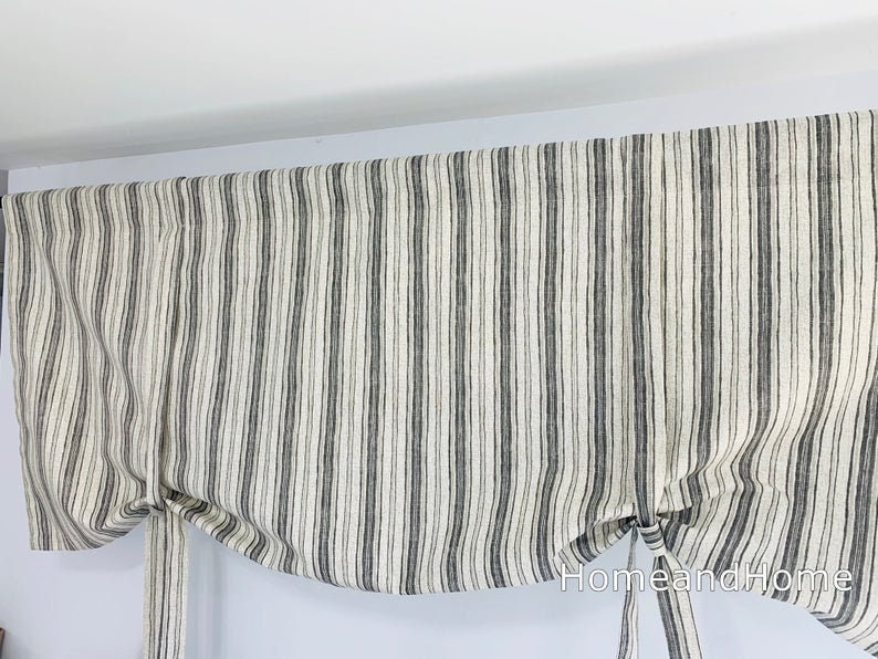 Farmhouse Tie Up Curtain. Gray Tie Up Valance. Gray Valance. Etsy