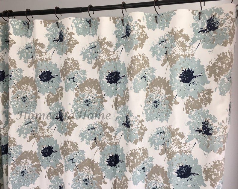 Custom Shower Curtain Spa Blue Taupe Grey White Long Extra Wide 72x 84 108 Fabric 54 X78
