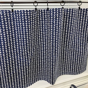 Navy blue Valance blue white Curtain Valance Topper Window Valance Window treatments Kitchen valance Cafe Curtains. Beach house valance