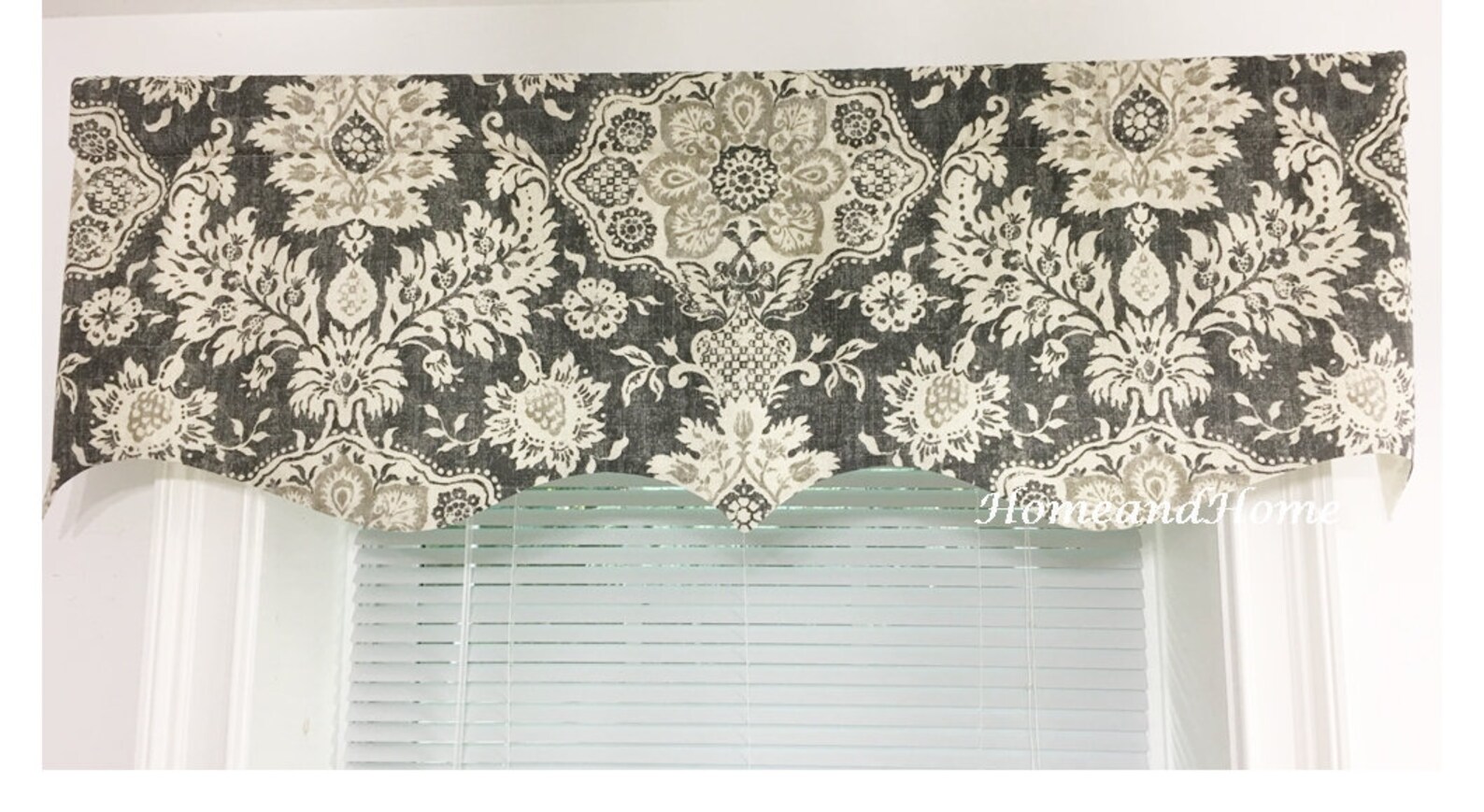Scalloped Valance. Gray Valance. Grey Beige Cream 52 X16 50 X Etsy