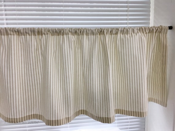 Sand Ivory Ticking Stripe Cafe Curtains Sand Color Stripe Etsy