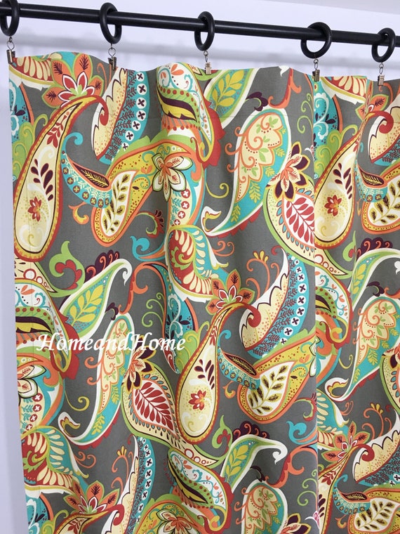 Paisley Curtains Drapery Panels Cafe Curtains Window Treatment Etsy