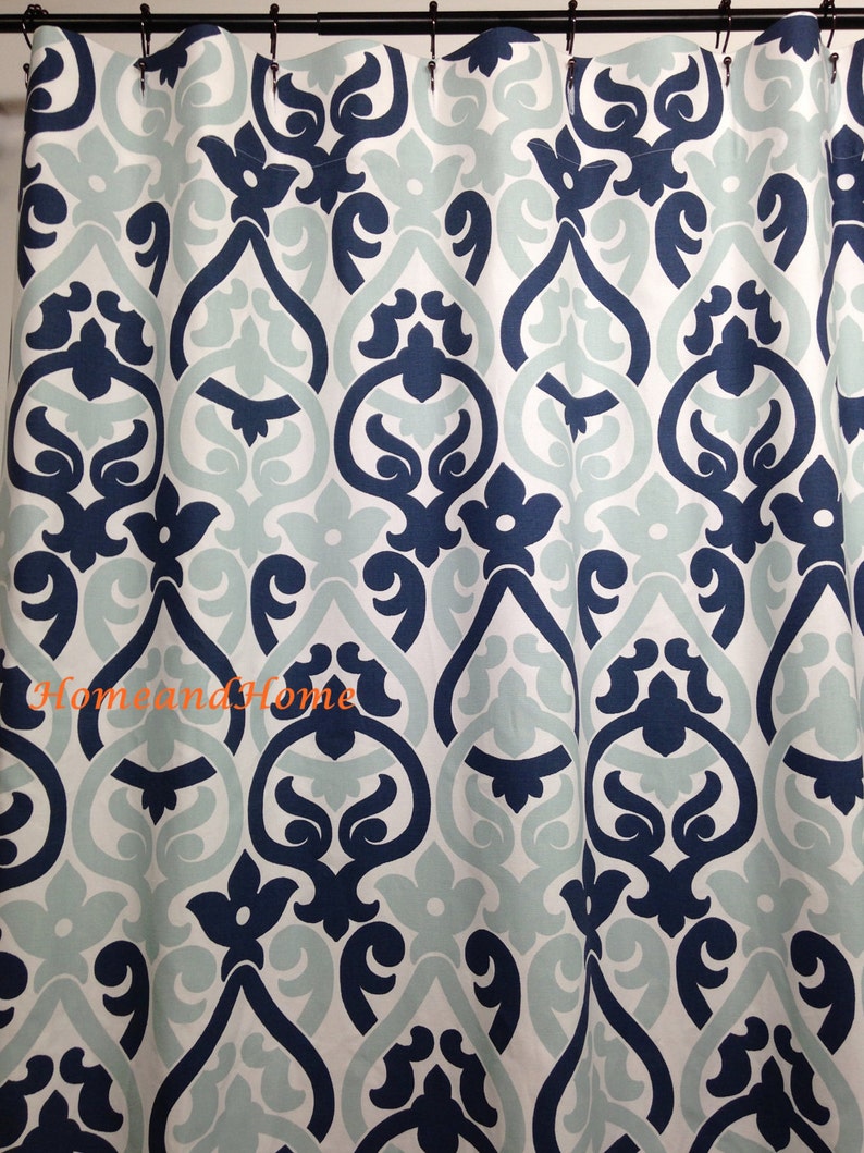 Navy Blue Shower Curtain Extra Long Shower Curtain Extra Wide Etsy