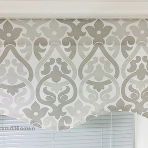 Light Gray valance gray Scalloped Valance lined window valance decorative valance Gray valances  Kitchen Valance. Valances