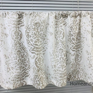 Ecru Taupe White Valance 2 panels Cafe curtains. Valance Kitchen valance Unlined or lined /Kitchen Cafe curtains / Topper Window Valance