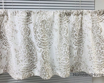 Ecru Taupe White Valance 2 panels Cafe curtains. Valance Kitchen valance Unlined or lined /Kitchen Cafe curtains / Topper Window Valance