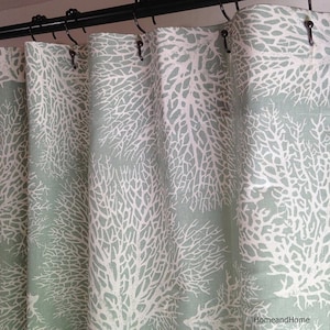 Coral Shower curtain Nautical shower curtain fabric shower curtain 72 x 84 108 extra wide shower curtain Extra long shower curtain spa green