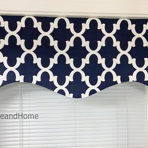 Scalloped Valance lined window valance- Fynn scalloped valance: 26W x 13L