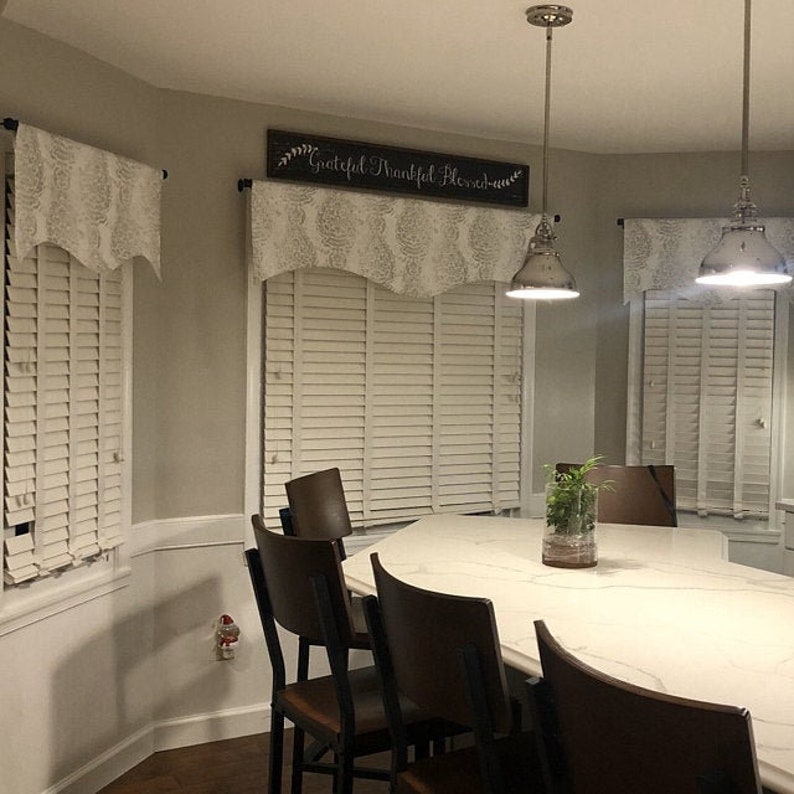 Light Gray Valance Gray Scalloped Valance Lined Window Valance Etsy