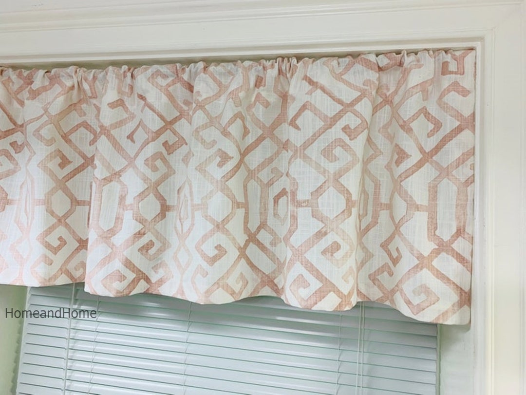 Blush Pink Valance or Cafe Curtains Blue Cafe Curtains Slub Linen Tier