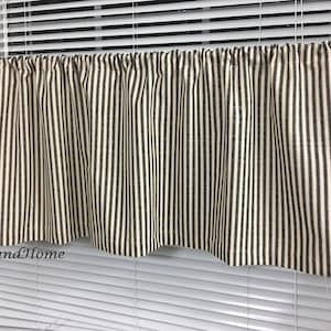 Valance 50 x 14 50 x 16 Waverly Timeless Ticking Stripe Black Beige Curtain Valance Topper Window Valance Kitchen Valance