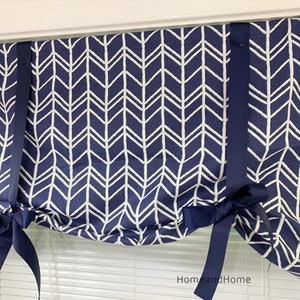 Blue Tie up curtain boho Tie up valance Kitchen Valance Custom Valance. Tie Up Shade. Navy Blue Valance. Light Blue Valance. Kitchen Valance