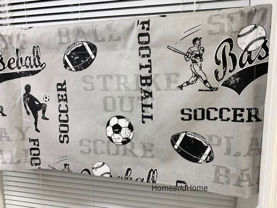 Valance 50 X 16 Sports Valance American Black Grey Blue White Red Grey