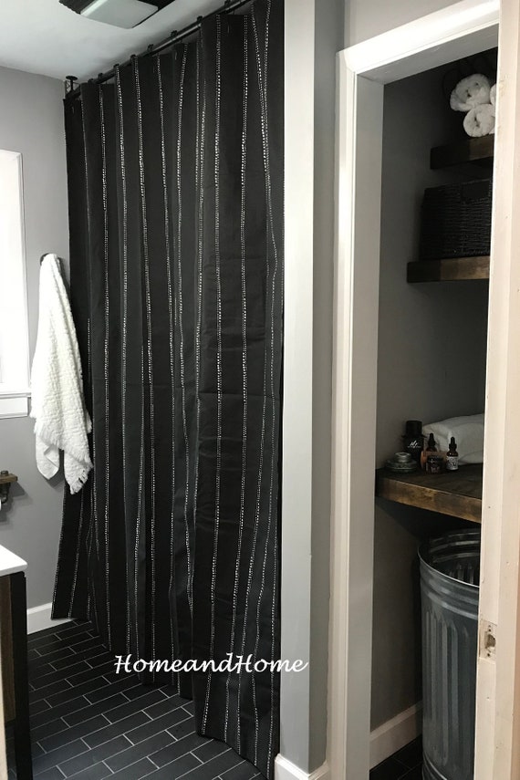 extra wide shower curtain black