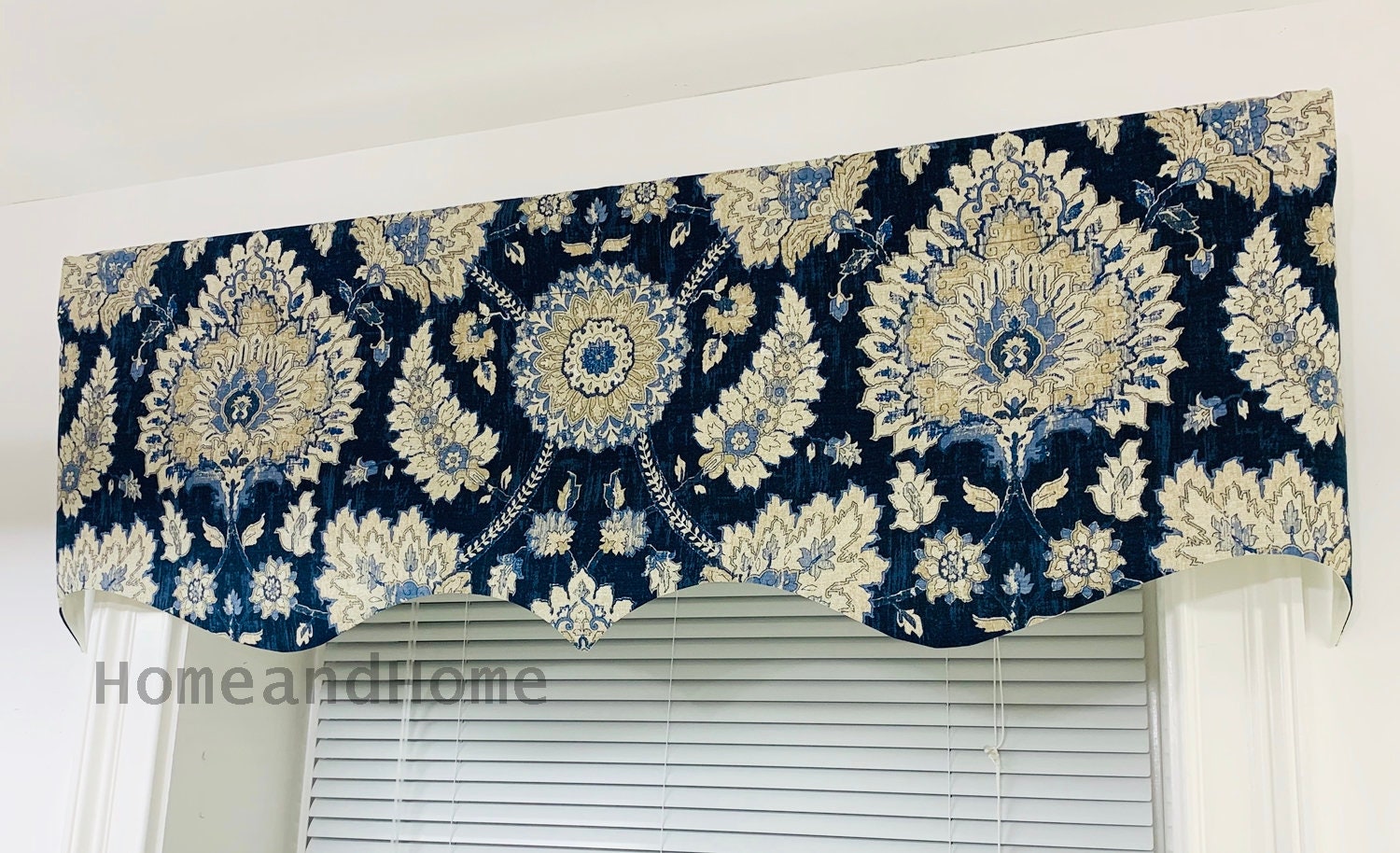 Scalloped Valance. Waverly Valance. Dark Denim Blue Stone Gray Etsy