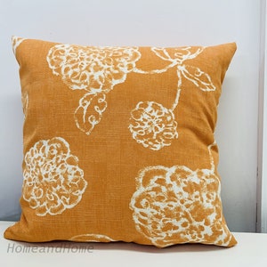 Zipper Pillow Cover Decorative Throw Pillow Accent pillow cover 12x16 16x16 18x18 20x20 Orange flower curtains Farmhouse pillow cover