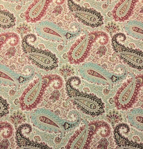 Paisley Shower Curtain Red Brown Seafoam Ivory Shower Curtain Etsy