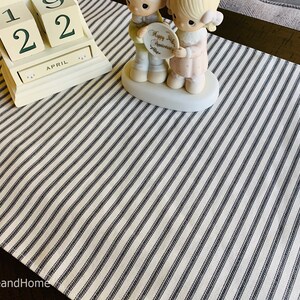 LINED Farmhouse Home Decor One 13 x 18 lined Placemats. Farmhouse placemats. Ticking striped Black Natural Decorative Table Top Placemats