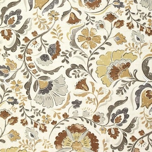 Hand Painted look Large Scale floral pillow Cover Brown Gray Light Gray Beige 17x17pillow cover 18x18pillow cover Bothsides Invisible Zipper