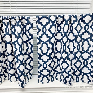 Navy blue Valance blue white Curtain Valance Topper Window Valance Window treatments Kitchen valance Cafe Curtains. Beach house valance