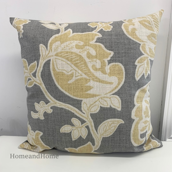 Yellow Grey Pillow Etsy
