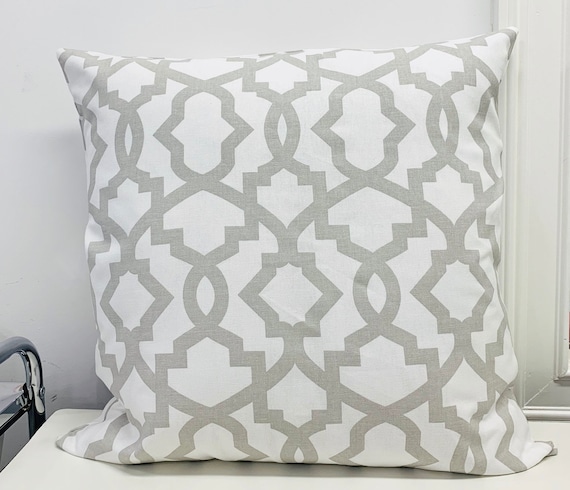 Light Gray Pillow Cover Zipper Closure French Gray White Pillow
