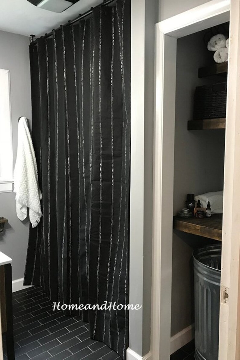 Valance Cafe curtains cafe curtain Spa blue Black White | Etsy