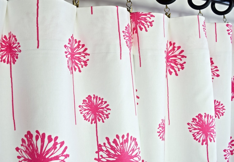 25 rod pocket Curtain drapery panels window treatment Dandelion White Candy Pink 25 x 84 custom curtain baby girls curtain nursery drapery