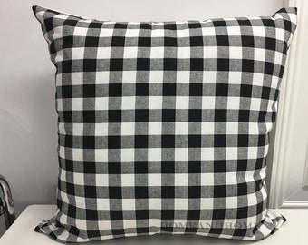 Zipper Closure Black White Plaid Check Pillow Covers Small Plaid pillow cover Euro Shams Throw Pillow lumbar 18x18 20x20 22x22 24x24