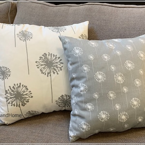 ONE Pillow cover. Gray pillow cover. Dandelion pillow covers Zipper Closure Decor Euro Shams Throw Pillow lumbar 18x18 20x20 22x22 24x24