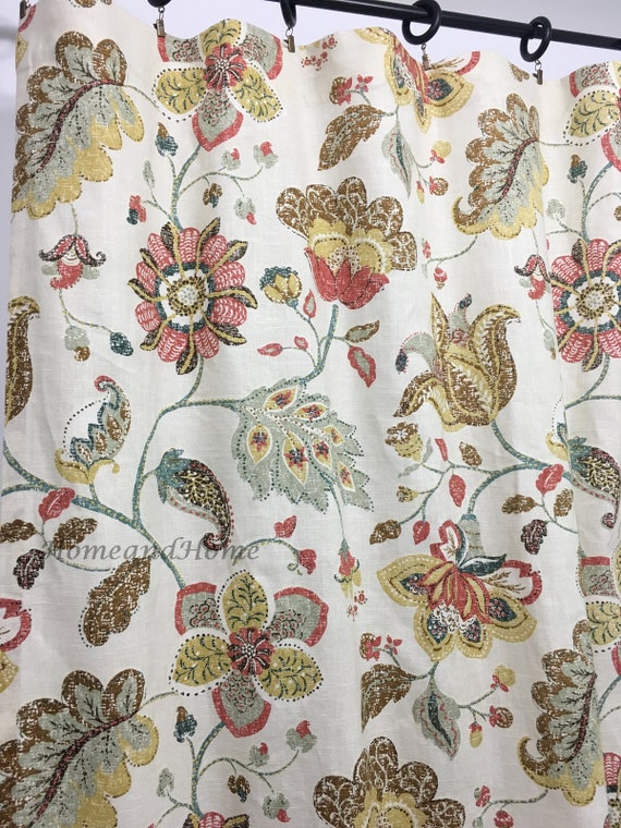 Bold Floral Drapery Lined Drapery Curtain Drapery Panels Etsy