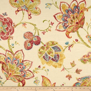 Large floral vine Lined Scalloped Valance yellow berry red green blue mustard valance Bathroom valance Kitchen Valance Dining room Valance